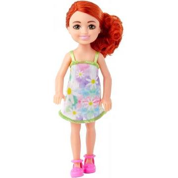 Barbie Chelsea Doll, Small Doll Wearing Removable Floral Dress With Red Hair & Blue Eyes