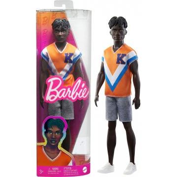 Barbie Fashionistas Ken Fashion Doll #203 With Twisted Black Hair, Orange Athletic Jersey, Shorts & White Sneakers