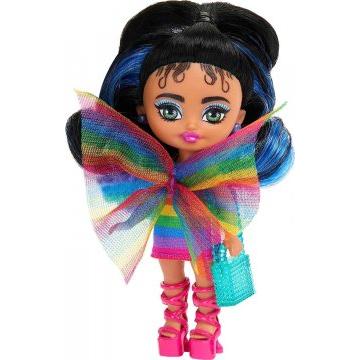 Barbie Extra Mini Minis Doll With Rainbow Dress, Accessories And Doll Stand, 3.25-Inch Collectible