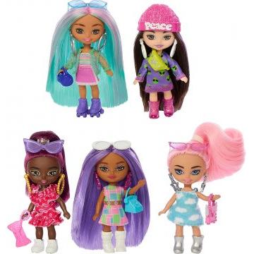 Five Barbie Dolls, Barbie Extra Mini Minis Small Doll Bundle