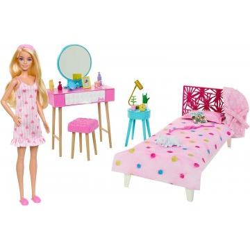 Barbie Doll And Bedroom Playset, Barbie Furniture With 20+ Pieces