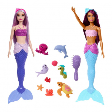 Barbie Mermaid Dolls 2-Pack With Sea Animals, Headbands & Ocean Accessories