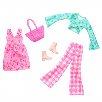 Barbie Doll Clothing, Fashion And Accessory Pack With Cottage Core Theme (2 Outfits)