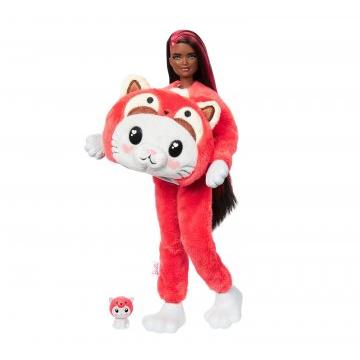Barbie Cutie Reveal series 6 doll kitten in a plush red panda costume