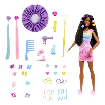 Barbie “Brooklyn” Hairstyling Doll & Playset With 50+ Accessories, Includes Extensions, Bonnet & More