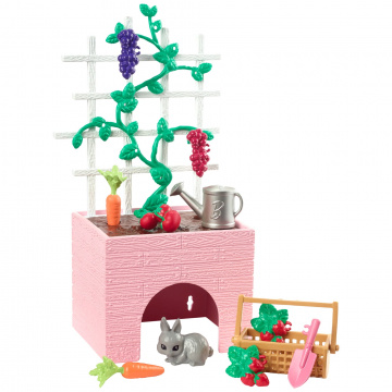 Barbie World 12-Piece Garden Playset Including Planter, Bunny Figure, Food and More, Multicolor, 73.69 inches