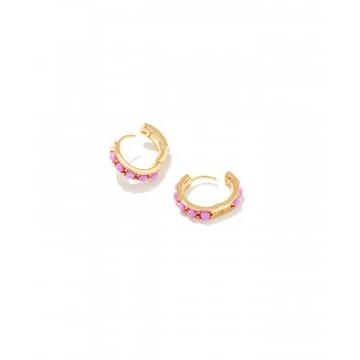 Barbie™ x Kendra Scott Gold Huggie Earrings in Pink Opal