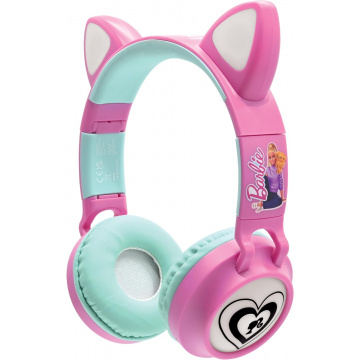 LEXIBOOK - Mattel Barbie - 2-in-1 Rechargeable Wireless Headphones with Lights, Stereo Sound, Bluetooth and Wired, Foldable, Adjustable, LED Lights