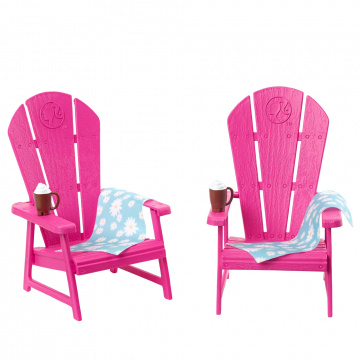 Barbie World Pink Chair Set with 6 Accessories Including Furniture, Blankets and Cups