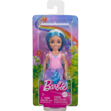 Barbie Royal Chelsea Small Doll with Blue Hair Wearing Removable Skirt, Shoes & White Headband