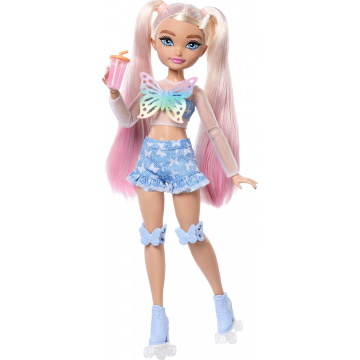 Barbie Dream Besties Malibu Skater Doll with Blonde Hair and 9 Themed Makeup Pieces