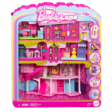 Barbie Mini Barbie Land Dreamhouse & 3 Playsets With 4 1.5-Inch Dolls, Furniture & Accessories