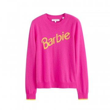 Pink Wool-Cashmere Barbie Slogan Sweater