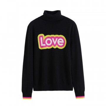 Black Wool-Cashmere Barbie Love Rollneck Sweater