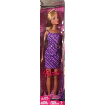 Barbie Doll with purple striped dress