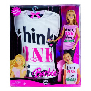 Barbie I Love T-Shirt Think Pink live Green + T-Shirt