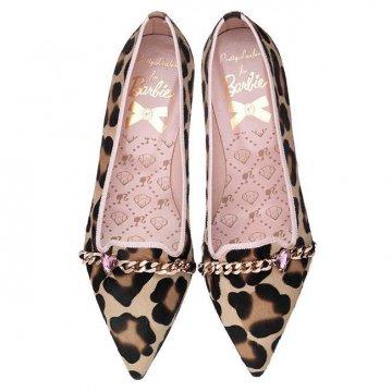 Pretty Loafers - Barbie leopard poni heart crystal and chain