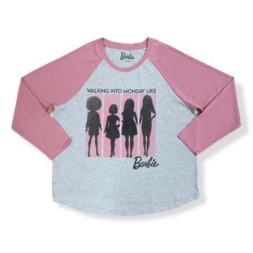 Barbie Ladie's plus size raglan curved hem long sleeve T-Shirt