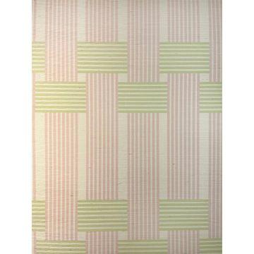 'Roman Holiday Woven' Grasscloth Wallpaper By Barbie™ - Pink and Green