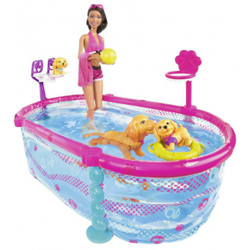 Puppy Swim School with Pool Barbie Doll