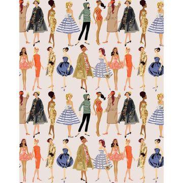 'Vintage Illustration' Wallpaper - 219 Barbie™ Oyster