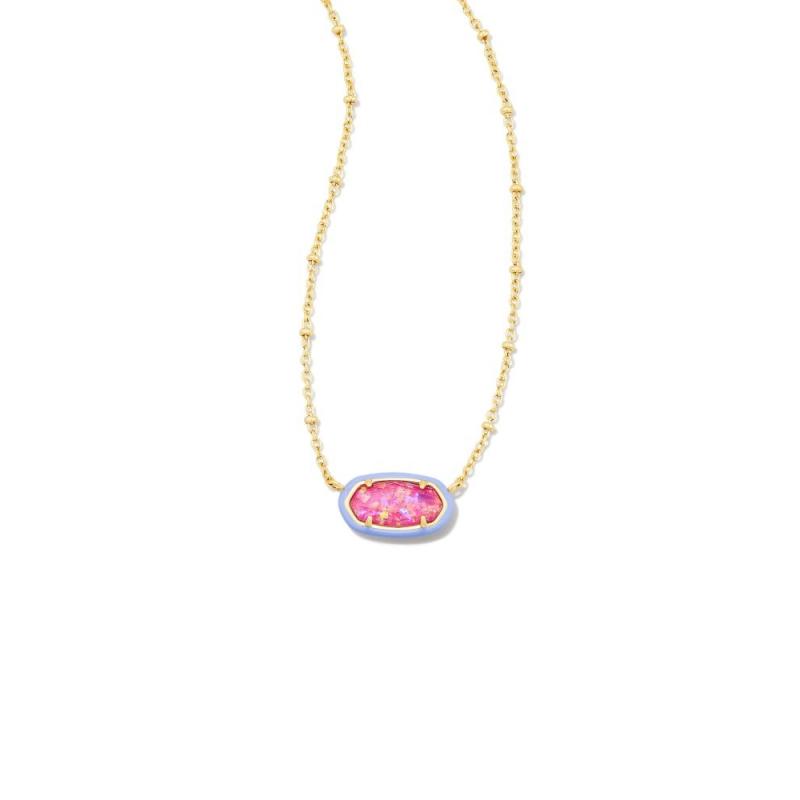Barbie™ x Kendra Scott Gold Elisa Satellite Reversible necklace in pink  iridescent glitter glass - 196088545325 BarbiePedia