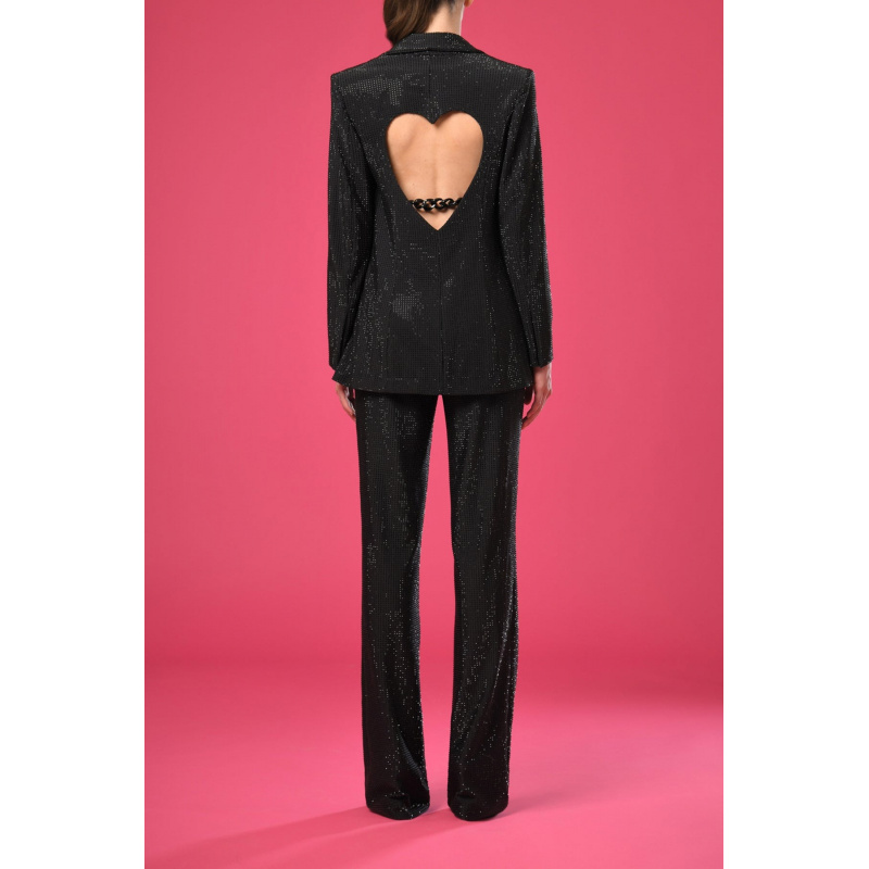 Black suit with black rhinestones with heart shaped top - 600.5.26
