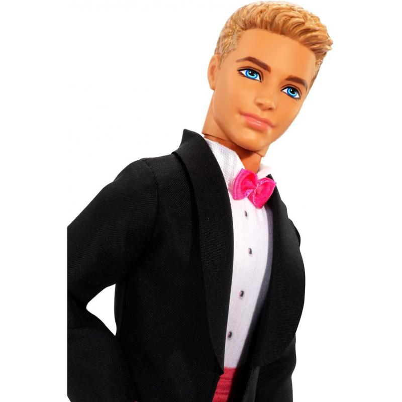 Barbie Fairytale Ken Groom Doll In Wedding Tuxedo with Pink Bowtie