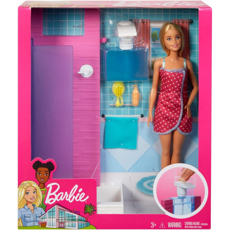 Barbie doll with bathroom furniture and accessories. - FXG51