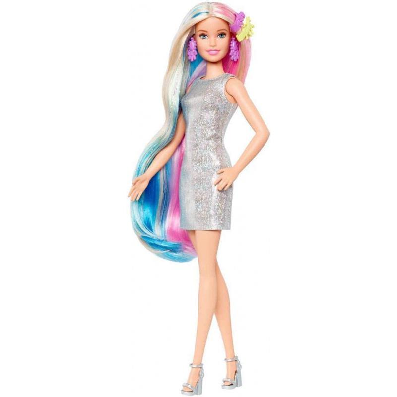 Barbie Fantasy Hair Doll, Blonde, with 2 Decorated Crowns, 2 Tops