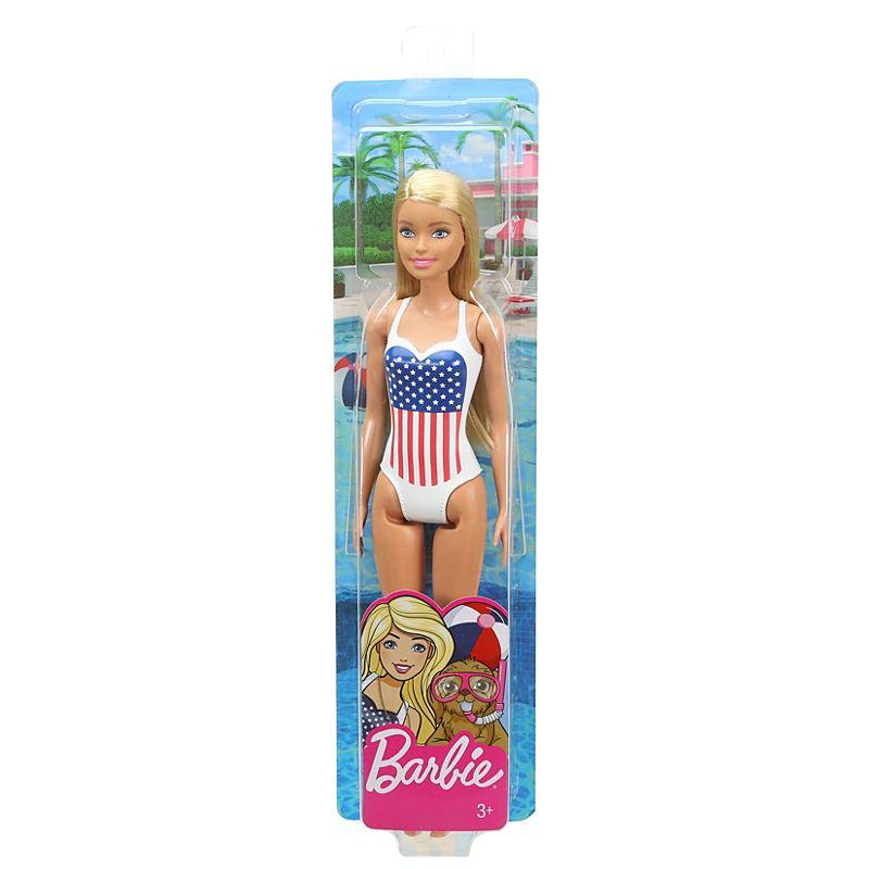 Barbie® Doll, Blonde, in Swimsuit with US Flag - GPB17 BarbiePedia