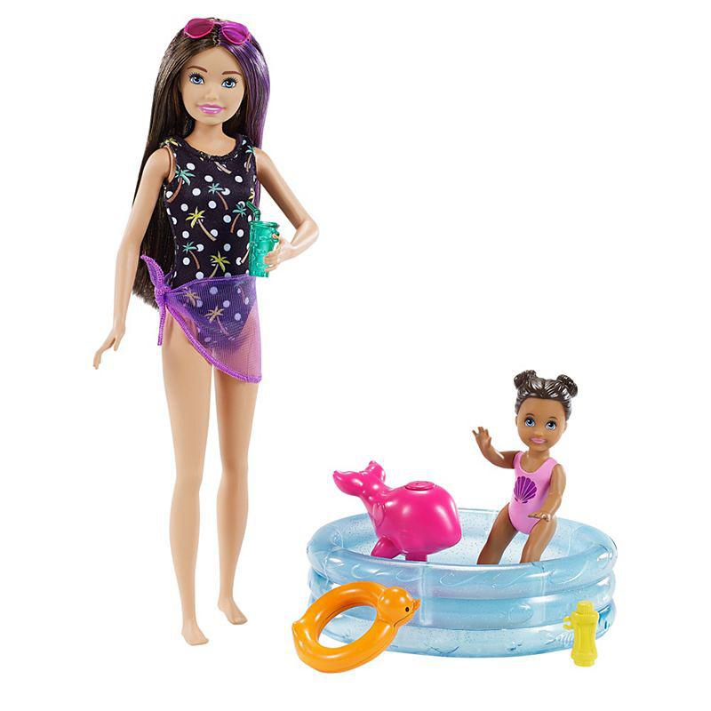 Barbie® Skipper™ Babysitters Inc.™ Dolls & Playset with Babysitting Skipper™ Doll, Toddler Small Doll with Color-Change Swimsuit, Kiddie Pool, Whale Squirt Toy & Accessories
