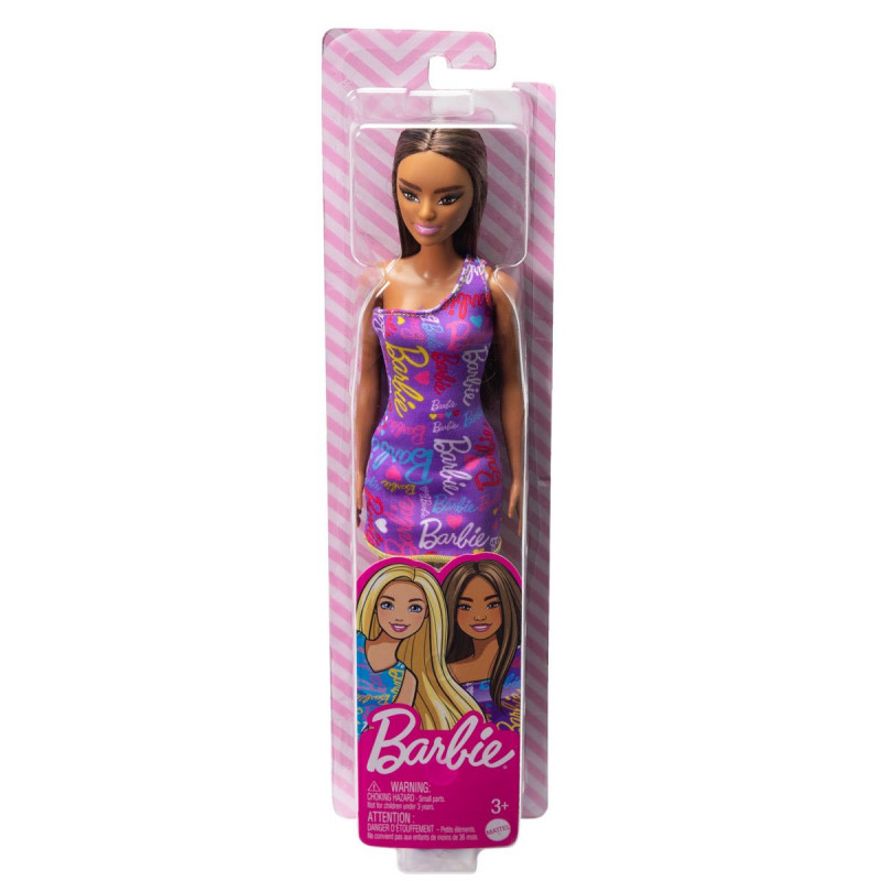 Barbie Purple Barbie Logo Print Dress Doll - HGM57 BarbiePedia