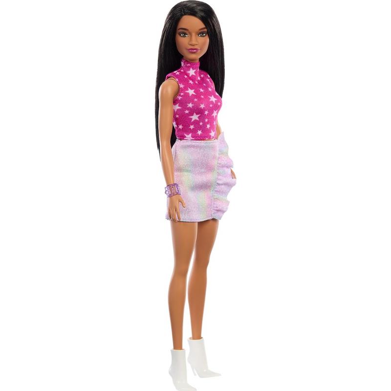 Barbie Fashionistas Doll #215 with Pink Star-Print Top and Iridescent Skirt  - HRH13 BarbiePedia