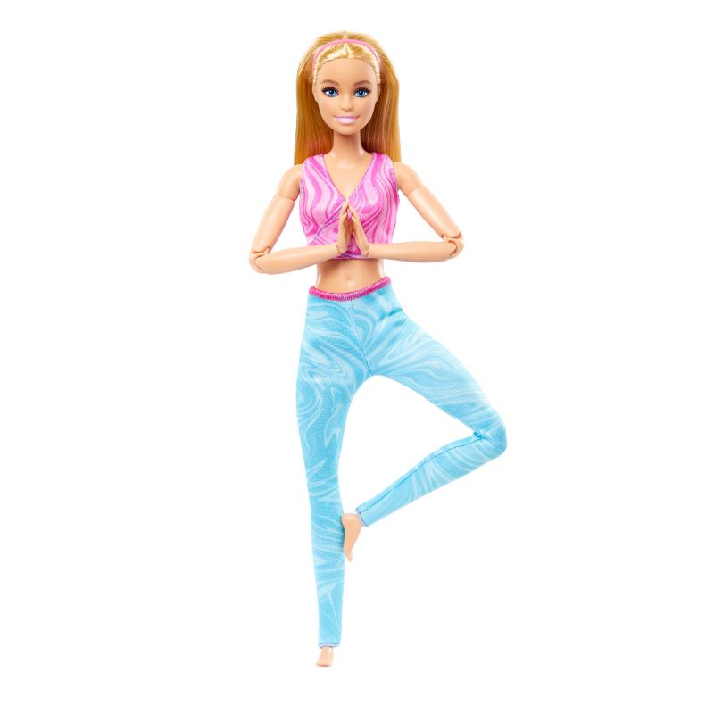 Barbie Made to Move Yoga Doll (pink top) - with Blonde Hair Jointed New In  Box