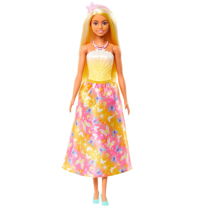 Barbie Royal Doll With Brightly Highlighted Hair, Butterfly-Print Skirt And Accessories