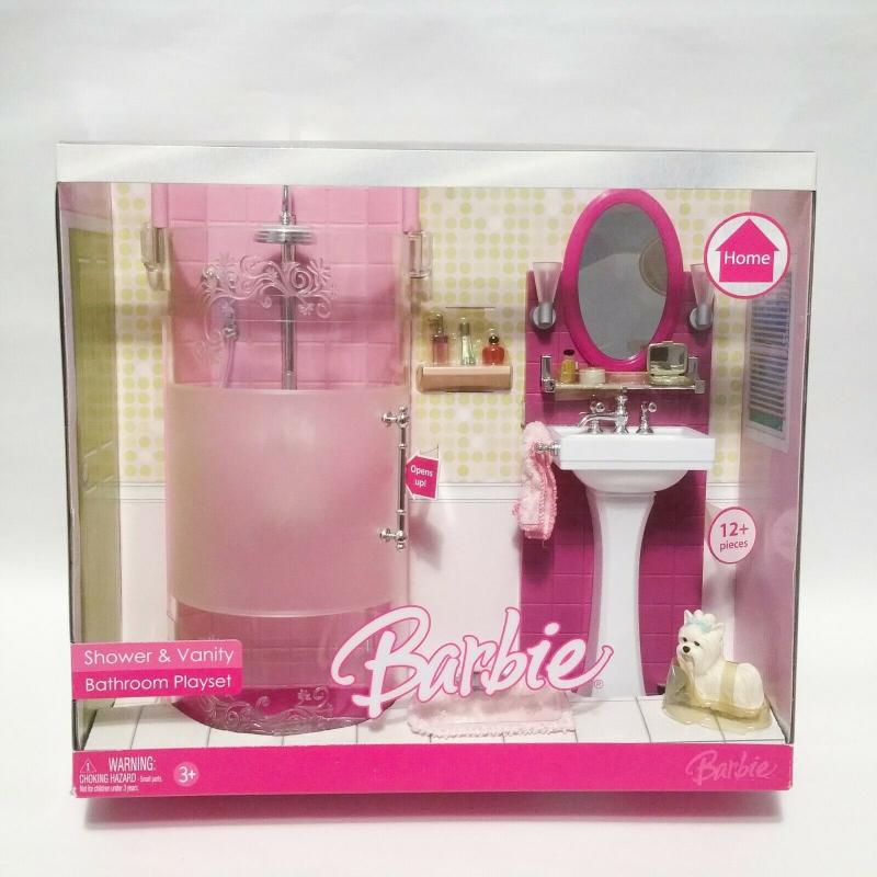 Barbie shower vanity bathroom playset new arrivals