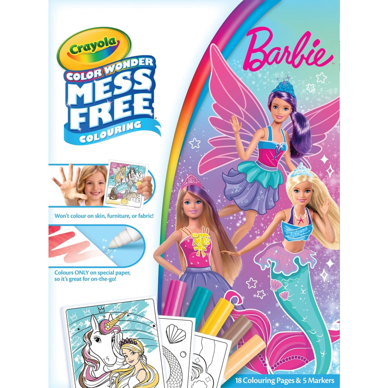 CRAYOLA Color Wonder - Barbie | Mess-Free Colouring Book (Includes 18 Colouring Pages and 5 Magic Color Wonder Markers)