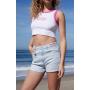 Barbie Light Blue Stretch High Waisted Denim Shorts