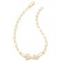 Barbie™ x Kendra Scott Gold Link and Chain Necklace in Pink Crystal