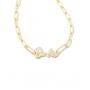 Barbie™ x Kendra Scott Gold Link and Chain Necklace in Pink Crystal