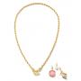 Barbie™ x Kendra Scott Gold Pearl Charm Convertible necklace in pink iridescent glitter glass