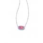 Barbie™ x Kendra Scott Silver Elisa Satellite Reversible necklace in pink iridescent glitter glass