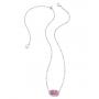 Barbie™ x Kendra Scott Silver Elisa Satellite Reversible necklace in pink iridescent glitter glass