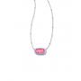 Barbie™ x Kendra Scott Silver Elisa Satellite Reversible necklace in pink iridescent glitter glass