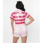 Barbie™ x Unique Vintage Barbie™ Pink Multi Stripes Mia Romper