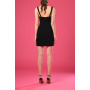 Black crêpe short dress with hearts