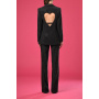 Black suit with black rhinestones with heart shaped top