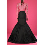 Crystals embroidered jacket with taffeta skirt