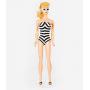 Barbie™ x Unique Vintage Black & White Chevron Stripe One Piece Bathing Suit